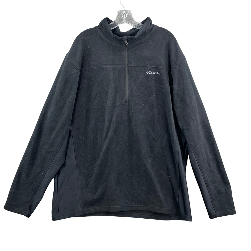 Columbia Fleece Pullover Mens XXL Black Excellent 1/4 Zip Mock Neck 22483